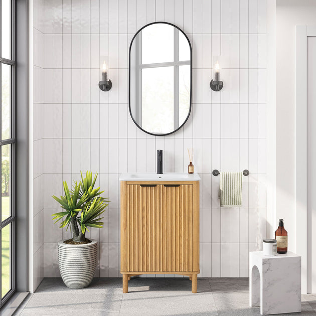 AV020 24" Freestanding Single Bath Vanity with DropIn White Ceramic