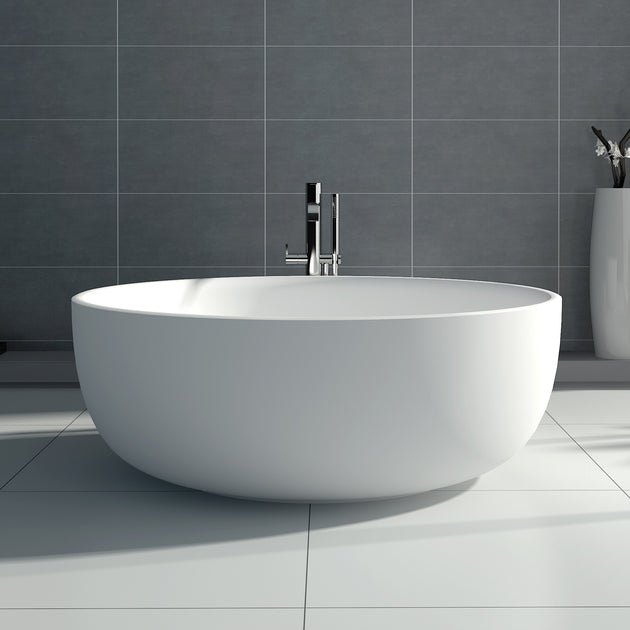 ADM Bathroom Design 75 x 46 Glossy White Stone Resin Bathtub, SW-114-GLOSSY