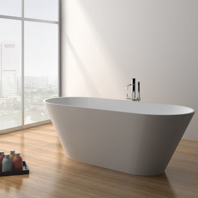 SW-107L Oval Freestanding Bathtub Shown Installed with Tub Filler