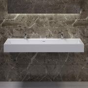 DW-136 Double Rectangular Wall Mounted Sink in White Finish Shown Installed