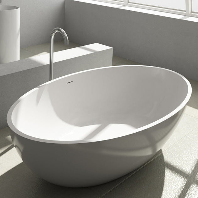 ADM Bathroom Design 75 x 46 Glossy White Stone Resin Bathtub, SW-114-GLOSSY