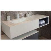 DW-195 Rectangular Countertop Sink Integrated in White Finish Shown Installed with Separate Faucet
