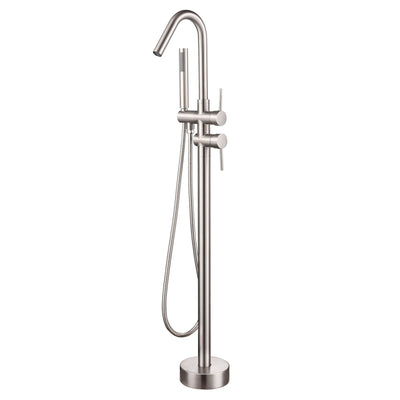 BF-103BN Freestanding Bathtub Filler Faucet with Shower Sprayer Shown in Brushed Nickel Finish