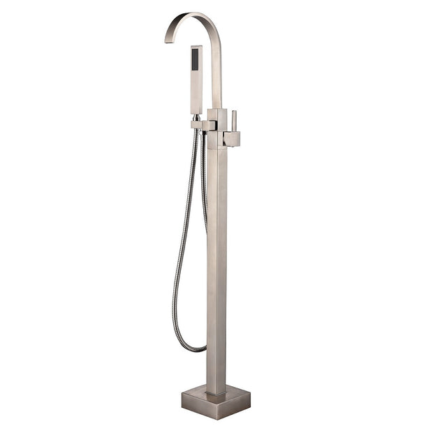 BF-104BN Freestanding Bathtub Filler Faucet with Shower Sprayer Shown in Brushed Nickel Finish