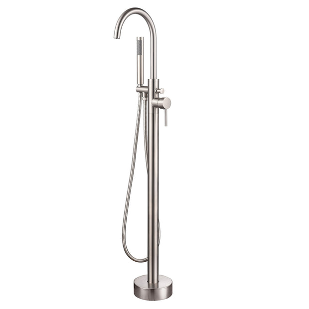 BF-106BN Freestanding Bathtub Filler Faucet with Shower Sprayer Shown in Brushed Nickel Finish