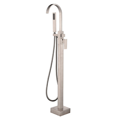 BF-107BN Freestanding Bathtub Filler Faucet with Shower Sprayer Shown in Brushed Nickel Finish