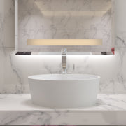 CW-115 Round Countertop Mounted Vessel Sink in White Finish Shown Installed with Separate Faucet