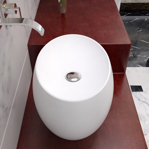 CW-116 Oval Countertop Mounted Vessel Sink in White Finish Shown