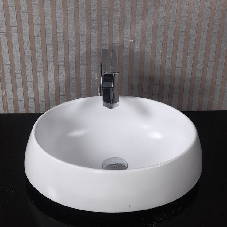 CW-118 Oval Countertop Vessel Sink in White Finish Shown Installed