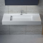 DW-119 Rectangular Wall Mounted Sink Shown Installed with Separate Faucet