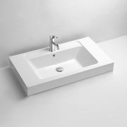 DW-138 Rectangular Countertop Sink in White Finish Shown with Separate Faucet