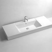 DW-140 Rectangular Countertop Bathroom Sink in White Finish Shown with Separate Faucet