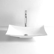 DW-143 Curved Countertop Mounted Vessel Sink in White Finish Shown with Separate Faucet