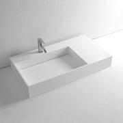 DW-146 Rectangular Wall Mounted Countertop Sink in White Finish Shown with Separate Faucet