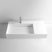 DW-146 Rectangular Wall Mounted Countertop Sink in White Finish Shown with Separate Faucet
