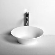 DW-170 Round Countertop Vessel Sink in White Finish Shown Installed with Separate Faucet