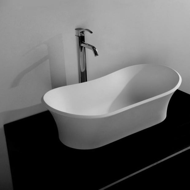 DW-183 Curved Shape Countertop Sink in White Finish Shown Installed