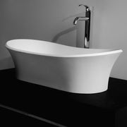 DW-183 Curved Shape Countertop Sink in White Finish Shown Installed with Separate Faucet