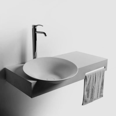 DW-186 Large Round Wall Mounted Sink in White Finish Shown Installed