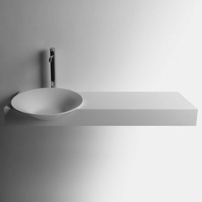 DW-187 Large Round Wall Mounted Sink in White Finish Shown Installed with Separate Faucet