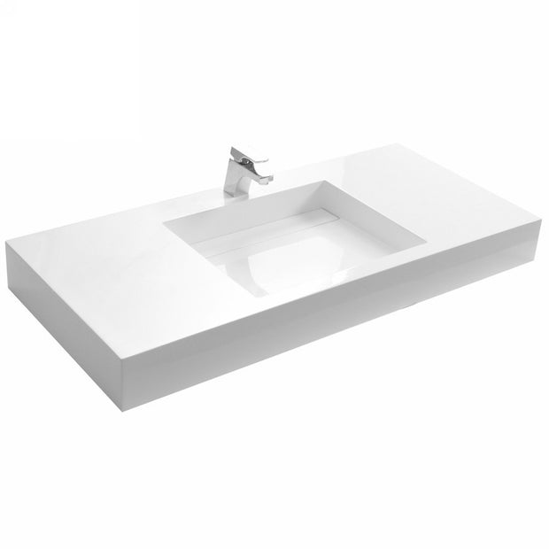 DW-192 Rectangular Wall Mounted Countertop Sink in White Finish Shown