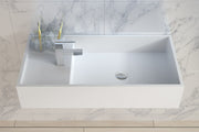 DW-204 Rectangular Countertop Wall Mounted Sink in White Finish Shown on the Right