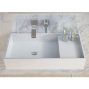 DW-204 Rectangular Countertop Wall Mounted Sink in White Finish Shown Installed with Separate Faucet on the Left