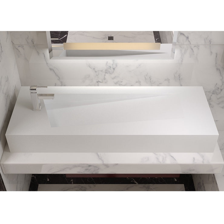 DW-205 Rectangular Wall Mounted Countertop Sink in White Finish Shown