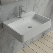 DW-206 Rectangular Wall Mounted Countertop Sink in White Finish Shown Installed