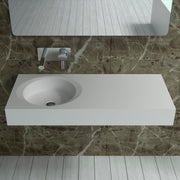 DW-210 Rectangular Wall Mounted Countertop Sink in White Finish Shown Installed with Separate Faucet