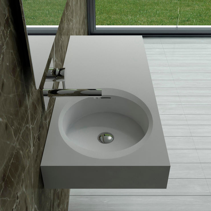 DW-210 Rectangular Wall Mounted Countertop Sink in White Finish Shown Installed