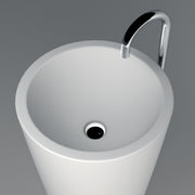 DW-211 Round Freestanding Pedestal Sink in White Finish Shown