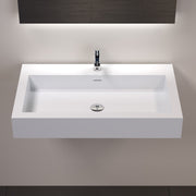 DW-134 Rectangular Wall Mounted Sink in White Finish Shown Installed with Separate Faucet