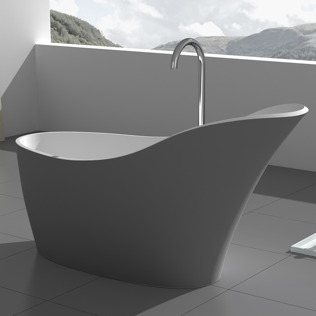 SW-137G Freestanding Bathtub in Grey Shown Installed with Separate Tub Filler