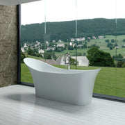 SW-163 Curved Contemporary Freestanding Bathtub in White Finish Shown Installed with Separate Tub Filler