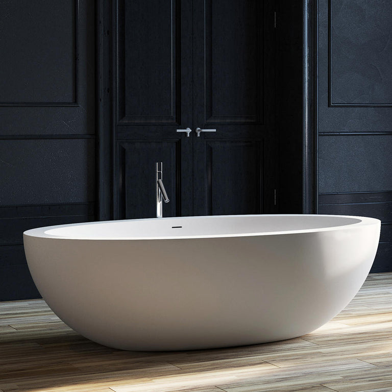 ADM Bathroom Design 75 x 46 Glossy White Stone Resin Bathtub, SW-114-GLOSSY