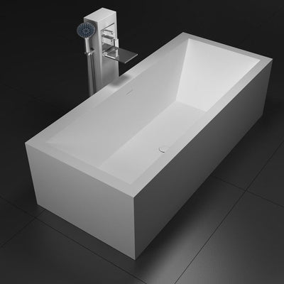 SW-173 Rectangular Freestanding Bathtub in White Finish Shown Installed with Separate Tub Filler