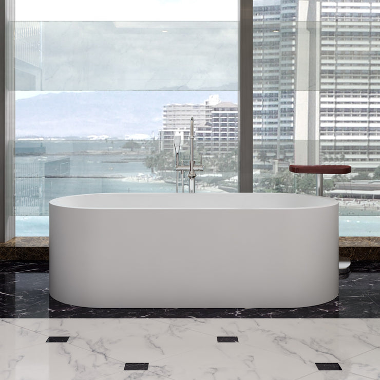 SW-165 Oval Freestanding Bathtub in White Finish Shown Installed with Separate Tub Filler